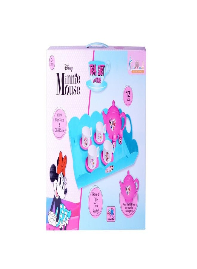 Kriiddaank Minnie Tea Set with Tray 12 Pcs Set for Boys and Girls Plate Cups Tray Role Play Toys Tea Accessories 12 Pcs - Image 4